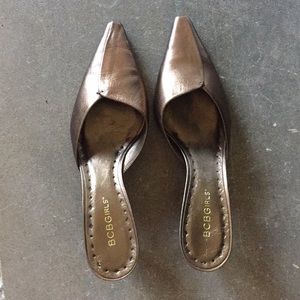 Bronze BCBGirls Kitten Heel Mules